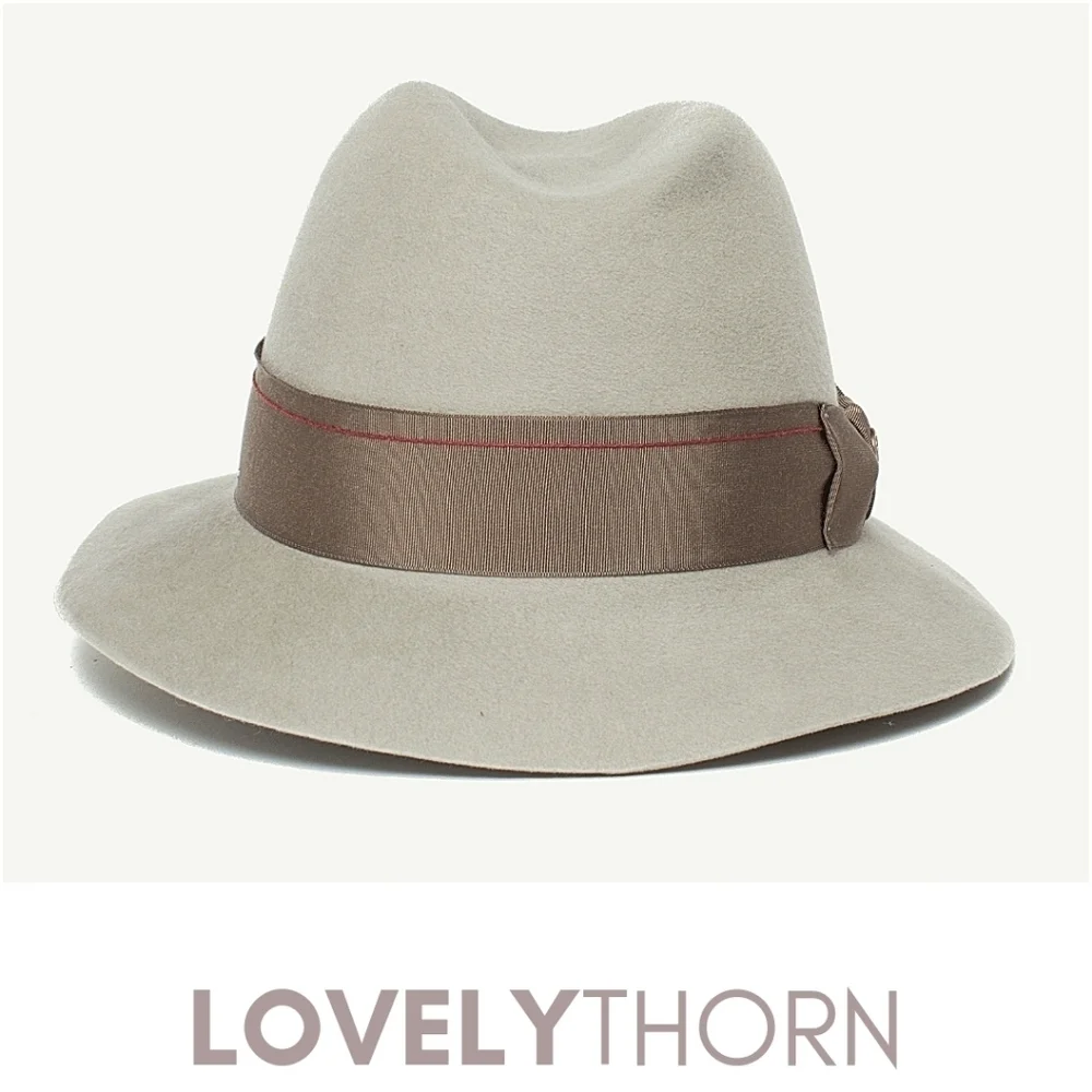 GOORIN BROS // ltd ed bourbon rocks grey-bone fedora-cloche grosgrain ribbon